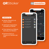 Immobilien-Banner-Aufkleber: Effektive Werbelösung mit integriertem QR-Code und Verwaltungs-App  (ZU VERKAUFEN / ZU VERMIETEN)