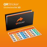 Glückwünsche! Aufkleber für Geburtstage, Hochzeiten, Taufen, Postkarten uvm. als digitale Grußkarte mit QR-Code und Smartphone App