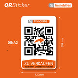 Immobilien-Banner-Aufkleber: Effektive Werbelösung mit integriertem QR-Code und Verwaltungs-App  (ZU VERKAUFEN / ZU VERMIETEN)