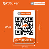 Immobilien-Banner-Aufkleber: Effektive Werbelösung mit integriertem QR-Code und Verwaltungs-App  (ZU VERKAUFEN / ZU VERMIETEN)