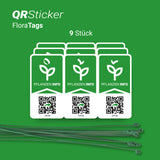 QRSticker FloraTags. Optimieren Sie ihre Pflanzepflege. Das Set aus wetterfesten Kunststoffkarten und grünen Kabelbindern ermöglicht eine effiziente Verwaltung wichtiger Pflanzeninformationen. Auch für kommerzielle Anwendung.