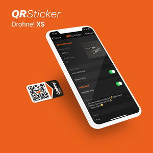 UAV-ID Aufkleber - Drohnen-Kennzeichen Namenschild, Kontaktdaten selbst per App hinterlegen, jederzeit per QR-Code abrufbar, ähnlich wie NFC (XXS, 18 Sticker) …